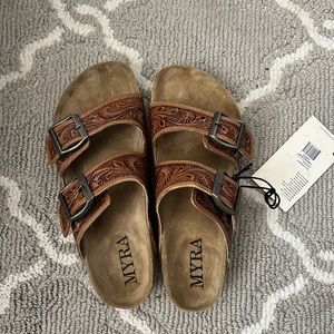 Myra leather tooled sandals